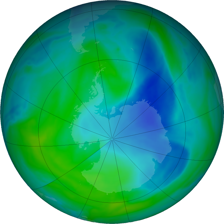 Antarctic ozone map for 19 December 2021